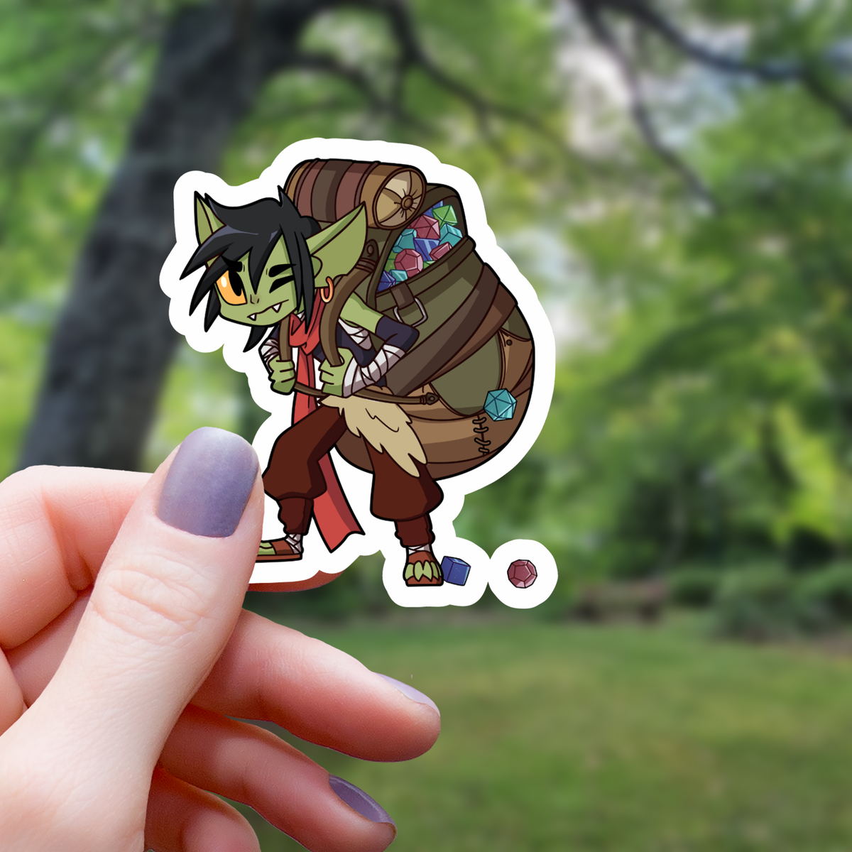Dice Goblin Hoarding Dice Sticker - 3"