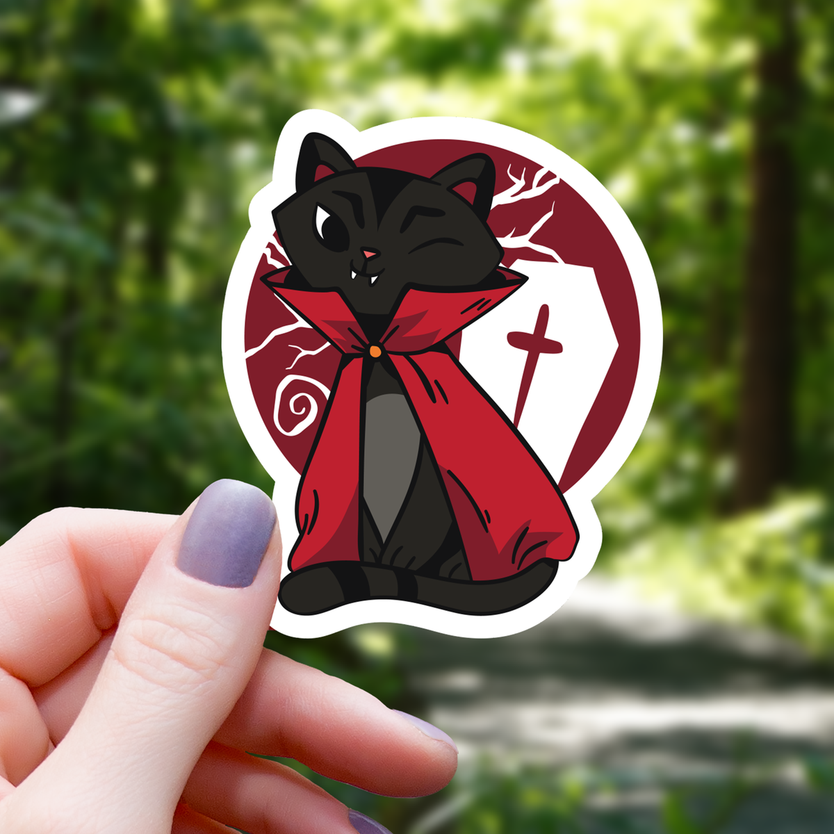 Vampire Cat Gothic Sticker - 3"