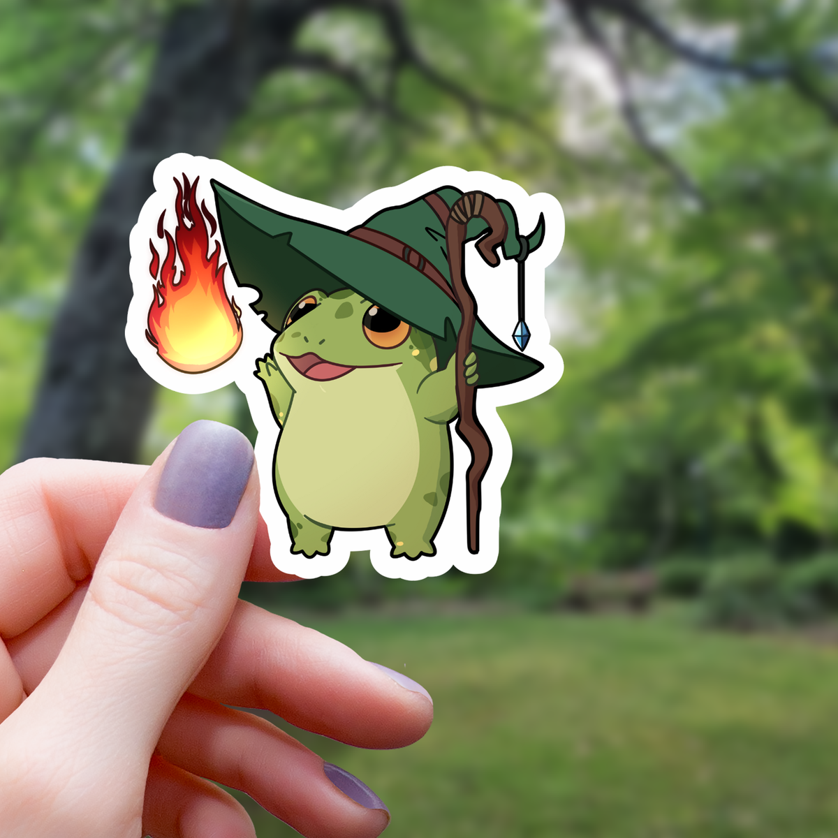 Fireball Frog Wizard RPG Sticker - 3"