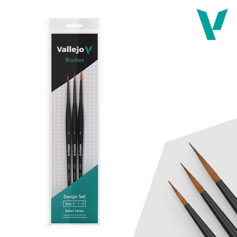 Vallejo Hobby Brushes: Detail - Synthetic - Design Set - Sizes 0, 1 & 2