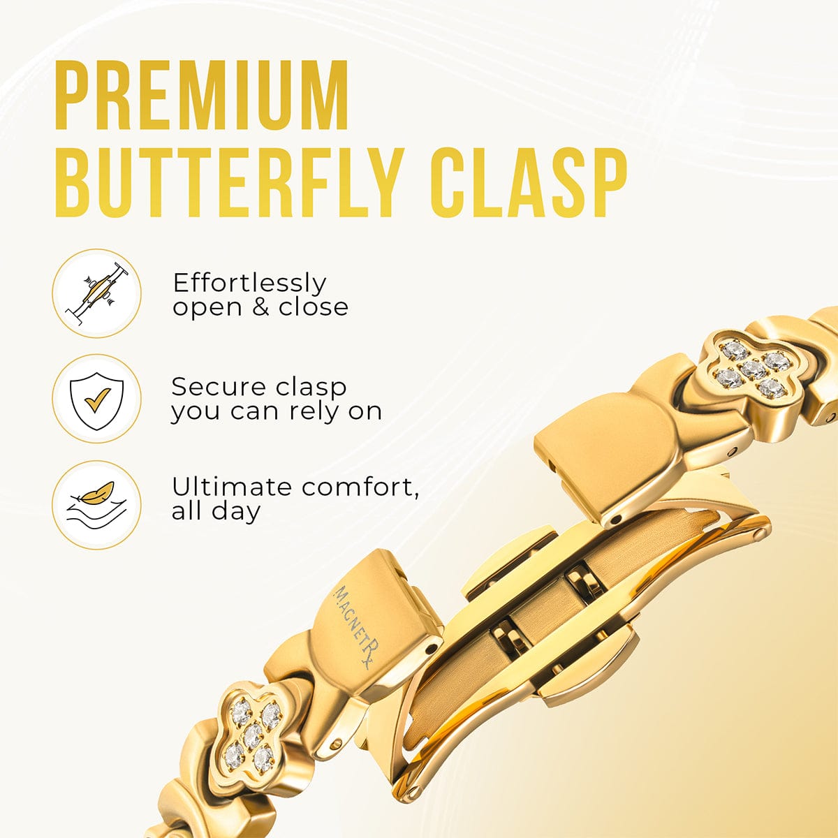 Clover Magnetic Bracelet for Women (Gold)