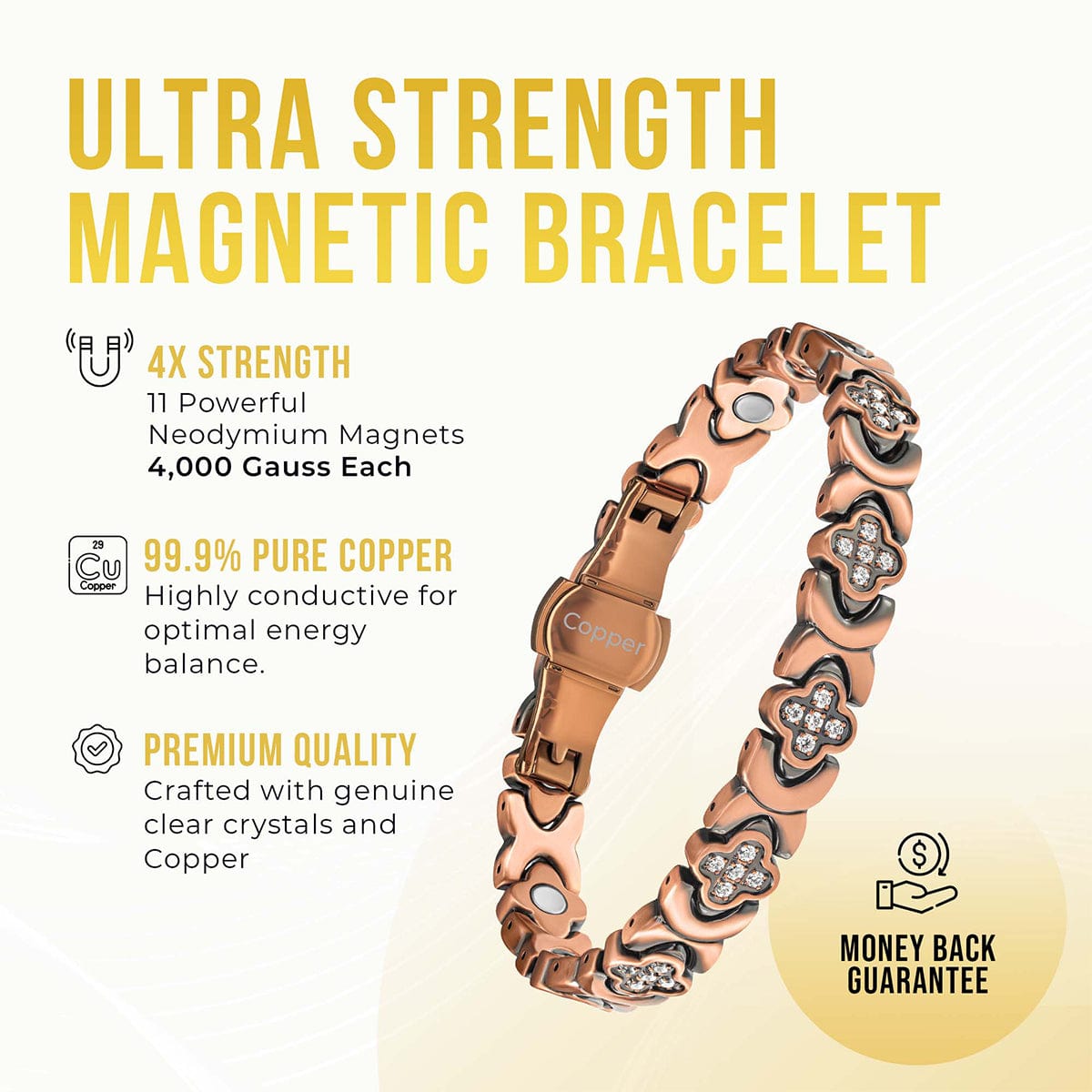 Copper Clover Magnetic Bracelet for Women